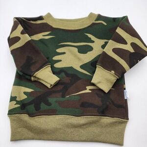 Spencers Camo Pullover Sweatshirt Crewneck 12 Months Green Brown‎ Khaki